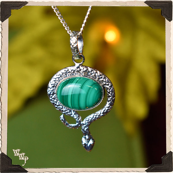 LIMITED EDITION : MALACHITE SNAKE NECKLACE. For Spiritual Guidance, Leadership & Transformation.