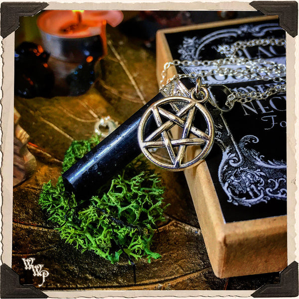 BLACK TOURMALINE PENTACLE NECKLACE. Crystal Talisman for Witchcraft & Spiritual Protection