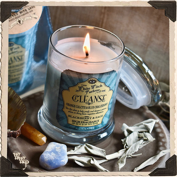 CLEANSE Elixir Apothecary CANDLE 7oz. For Aura Purity, Removing Negative Energy & Full Moon Work.