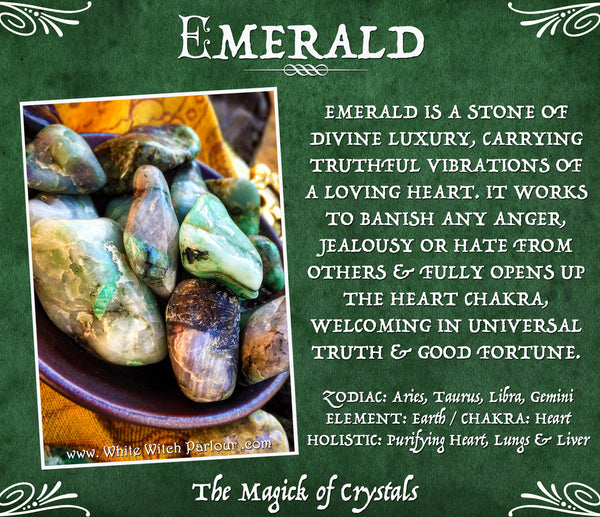 EMERALD TUMBLED CRYSTAL. For Heart Chakra Healing, Wealth & Good Fortune.