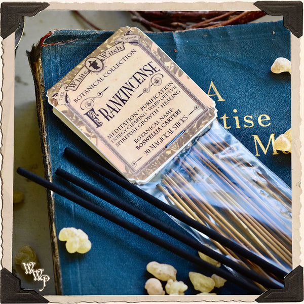 FRANKINCENSE INCENSE 20 Stick Pack. Single-Note Botanical. For Illumination, Consecration & Meditation. White Witch Parlour