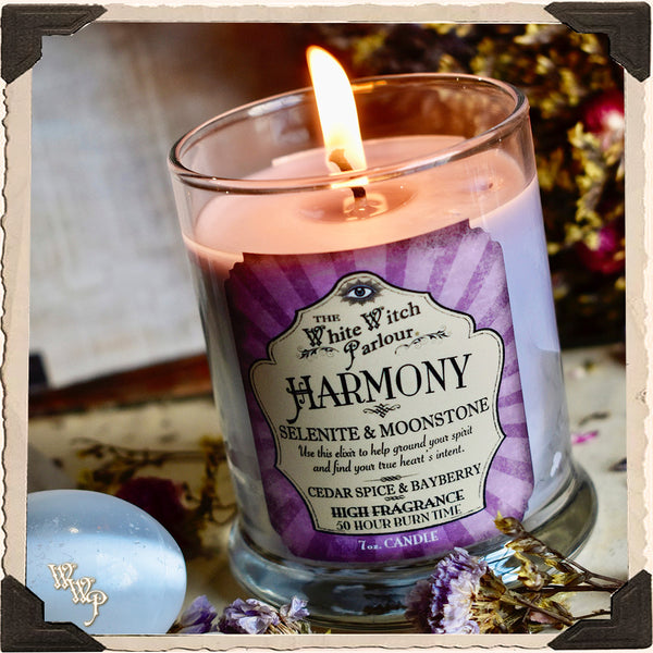 HARMONY Elixir Apothecary CANDLE 7oz. For Peace, Divine Guidance & Moon Energy.