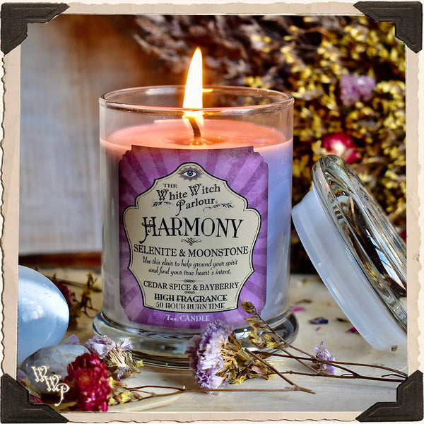 HARMONY Elixir Apothecary CANDLE 7oz. For Peace, Divine Guidance & Moon Energy.