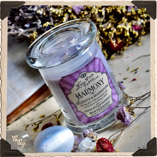 HARMONY Elixir Apothecary CANDLE 7oz. For Peace, Divine Guidance & Moon Energy.