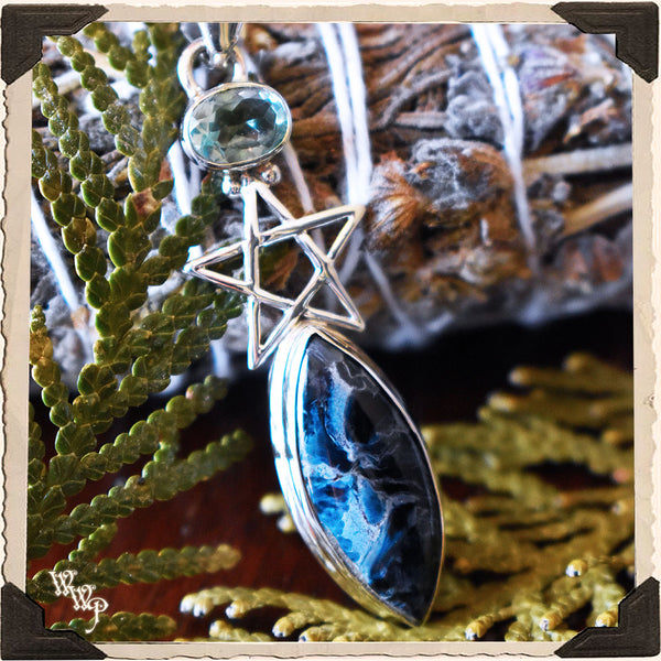 LIMITED EDITION: PIETERSITE & TOPAZ PENTACLE NECKLACE. For Amplifying Energy, Imagination & Creating Change.