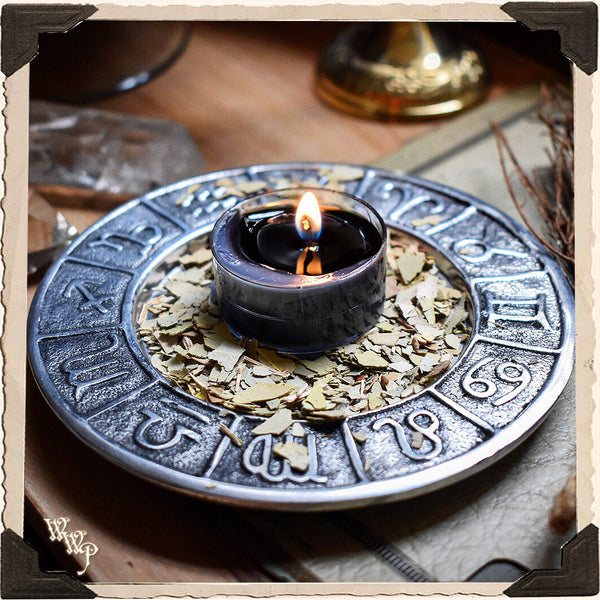 METAL ZODIAC DISH. For Altar decor, Candles, Crystals & Incense. White Witch Parlour