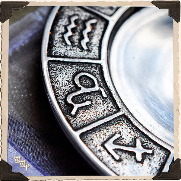 METAL ZODIAC DISH. For Altar decor, Candles, Crystals & Incense. White Witch Parlour