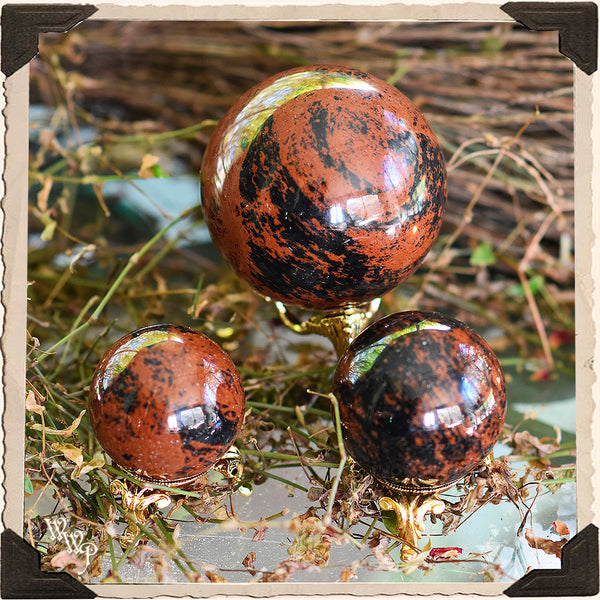 MAHOGANY OBSIDIAN SPHERE CRYSTAL. For Anchoring Into Our Spiritual Mindset & Grounding. White Witch Parlour