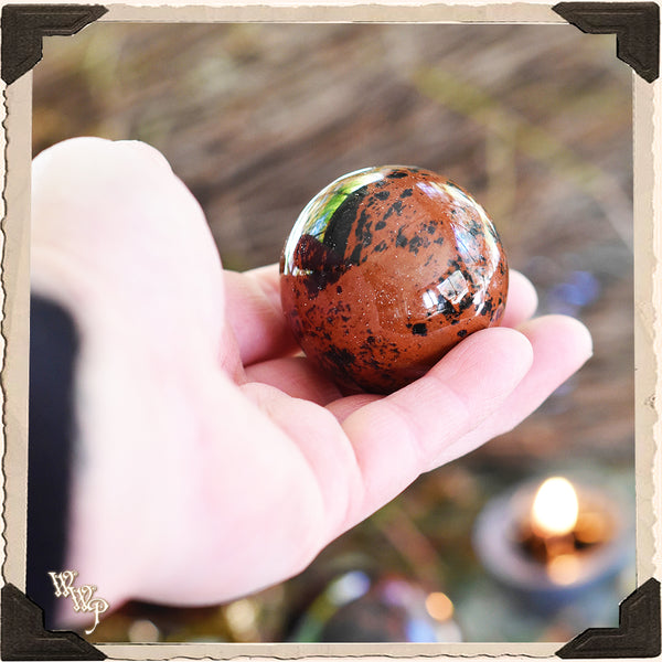 MAHOGANY OBSIDIAN SPHERE CRYSTAL. For Anchoring Into Our Spiritual Mindset & Grounding. White Witch Parlour