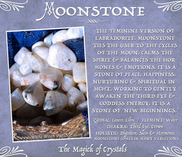RAINBOW MOONSTONE TUMBLED CRYSTAL. For Full Moon, Feminine Energy & Calming Emotions.