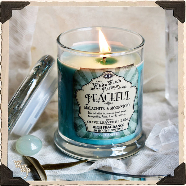 PEACEFUL Elixir Apothecary CANDLE 7oz. For Inner Peace, Tranquility & Hope.