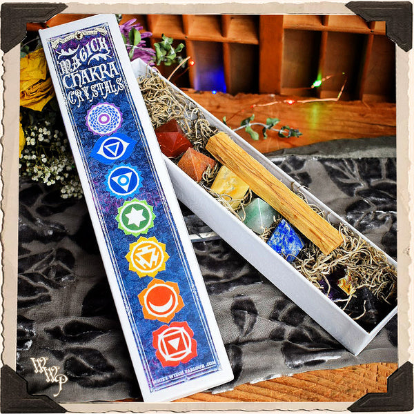 DISCONTINUED:  7 CHAKRA Pyramid Crystal Gemstone Box Set For Reiki Healing & Spiritual Alignment.