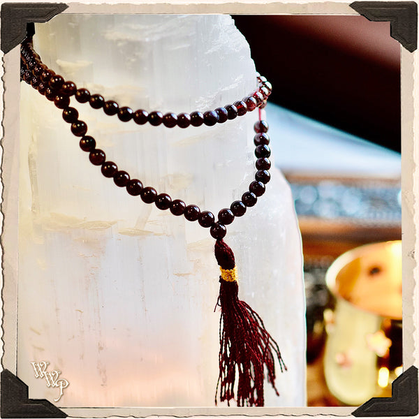 RED GARNET CRYSTAL MALA. 108 Beads. For Sexuality, Root Chakra, Success & Power.