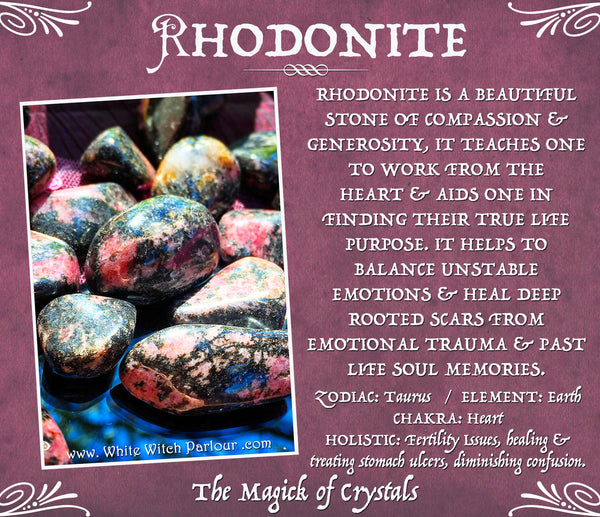 RHODONITE TUMBLED CRYSTAL. For Compassion, Love & Generosity.