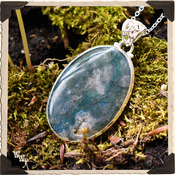 LIMITED EDITION : GREEN MOSS AGATE LARGE OVAL NECKLACE. For Spring, Abundance & New Growth.