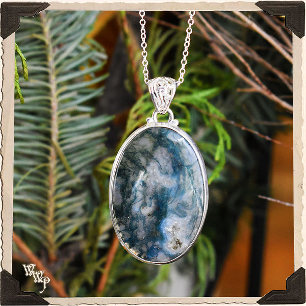 LIMITED EDITION : GREEN MOSS AGATE LARGE OVAL NECKLACE. For Spring, Abundance & New Growth.