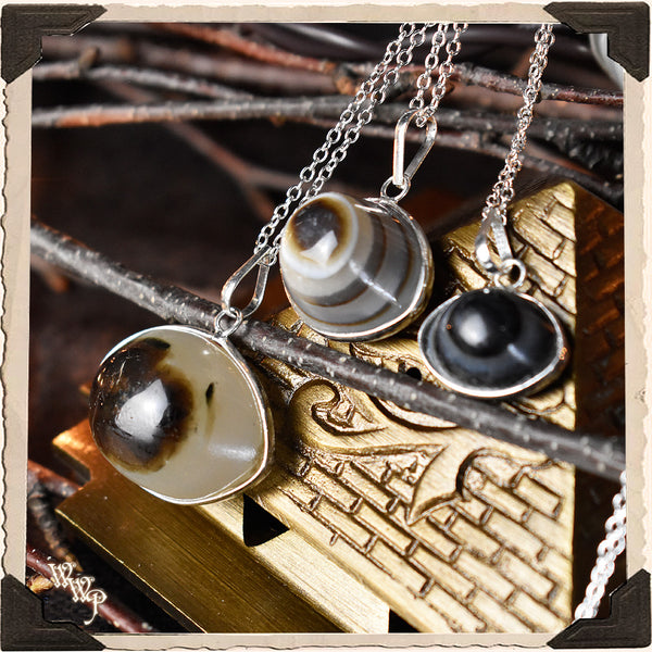 SHIVA'S EYE AGATE TALISMAN NECKLACE. For Spiritual Protection, Rebirth, Awakening. White Witch Parlour