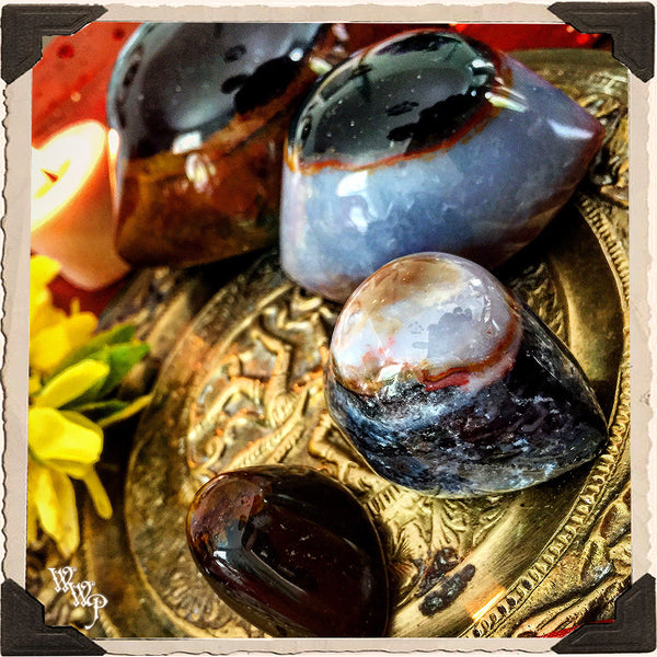 SHIVA'S EYE AGATE. Third Eye Carved Crystal. For Spiritual Protection, Rebirth, Awakening. White Witch Parlour
