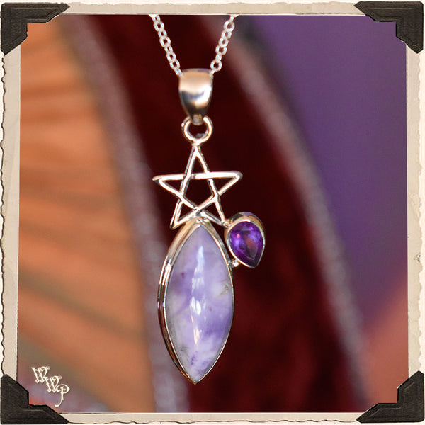 LIMITED EDITION : PURPLE TIFFANY STONE PENTACLE NECKLACE For Soul Purpose, Lightwork & Transformation