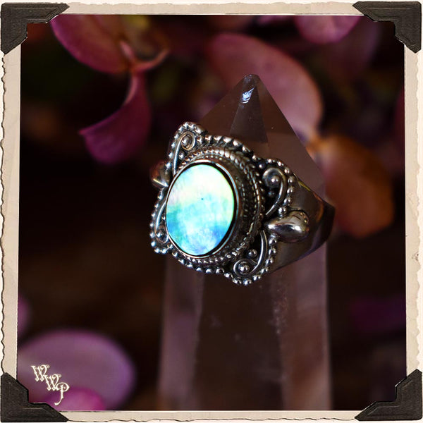 LIMITED EDITION : ABALONE OCEAN GYPSY RING. For Calm Flow Energy. Sterling Silver. SKU: ABL
