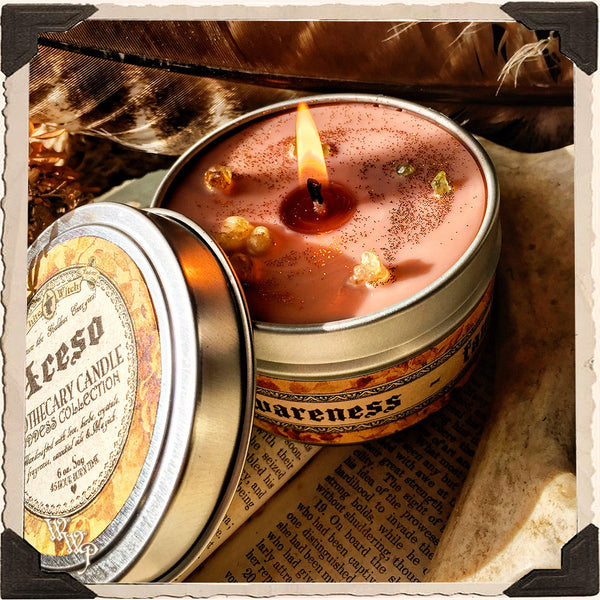 ACESO GODDESS CANDLE. 6 oz. For Comfort, Healing, Awareness, Family, Relief.