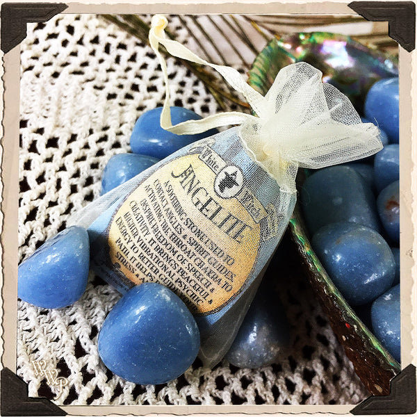 ANGELITE TUMBLED CRYSTAL. For Peace, Inspiration & Angel Guidance.