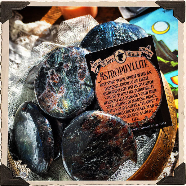 ASTROPHYLLITE PALM STONE. Worry Stone. For Spiritual Illumination & Major Energy Shifts. White Witch Parlour