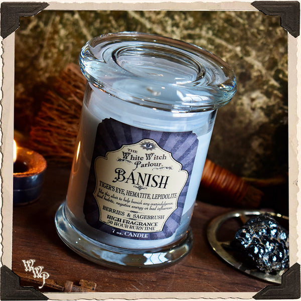 BANISH Elixir Apothecary CANDLE 7oz. For Removing Hexes, Curses & Negative Energy.