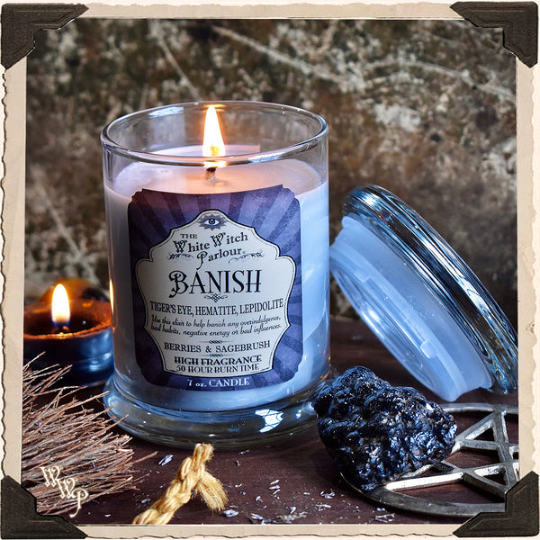 BANISH Elixir Apothecary CANDLE 7oz. For Removing Hexes, Curses & Negative Energy.