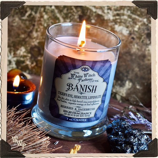 BANISH Elixir Apothecary CANDLE 7oz. For Removing Hexes, Curses & Negative Energy.