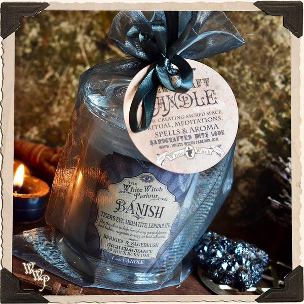 BANISH Elixir Apothecary CANDLE 7oz. For Removing Hexes, Curses & Negative Energy.