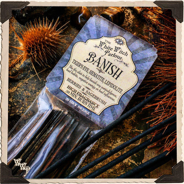 BANISH Elixir INCENSE. 20 Stick Pack. For Removing Hexes, Curses & Negative Energy.