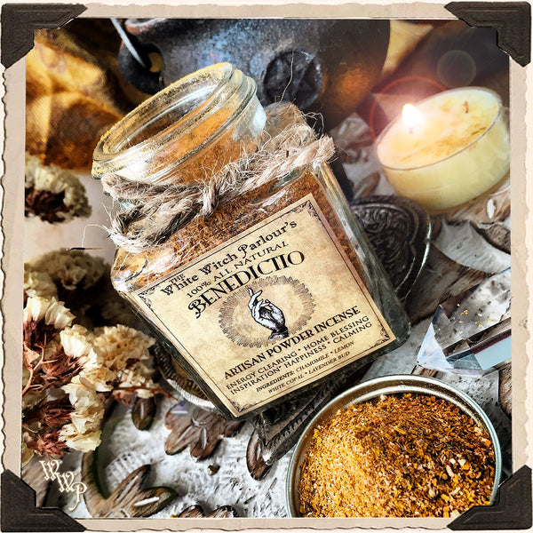 BENEDICTIO Powder Incense. All Natural. Blessed with Selenite for Home Blessings & Energy Purifications.