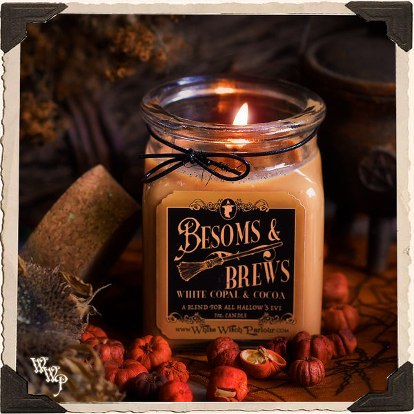 BESOMS & BREWS Apothecary CANDLE 7oz. For Hallow's Eve, Witchery & Autumnal Energy.