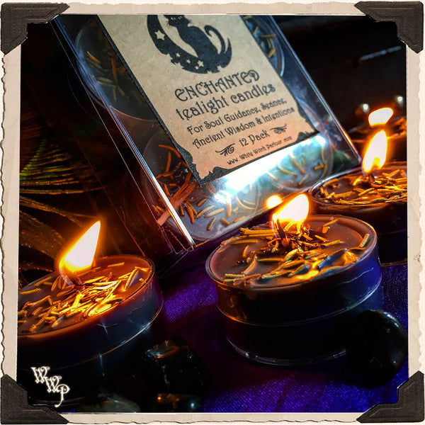 BLACK MOON TEALIGHT CANDLES. 12 Pack. For Soul Guidance, Ancient Wisdom, Seance & Intentions.