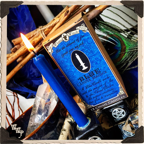 BLUE SPELL CANDLES. 13 Pack - Unscented.  For Air, Water Element & Throat Chakra.