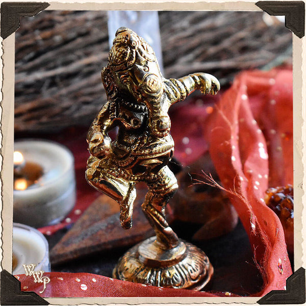 BRASS GANESHA STATUE. Mini Altar Decor For Removing Obstacles & Good Fortune.