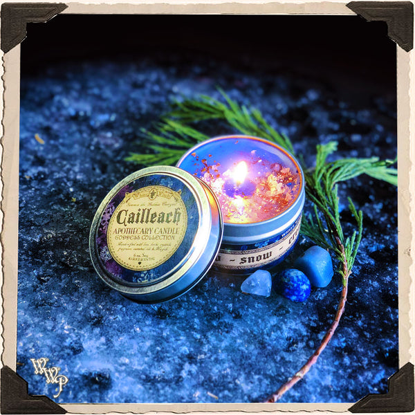 CAILLEACH GODDESS CANDLE. 6 oz. For Crone, Winter, Wisdom & Renewal.