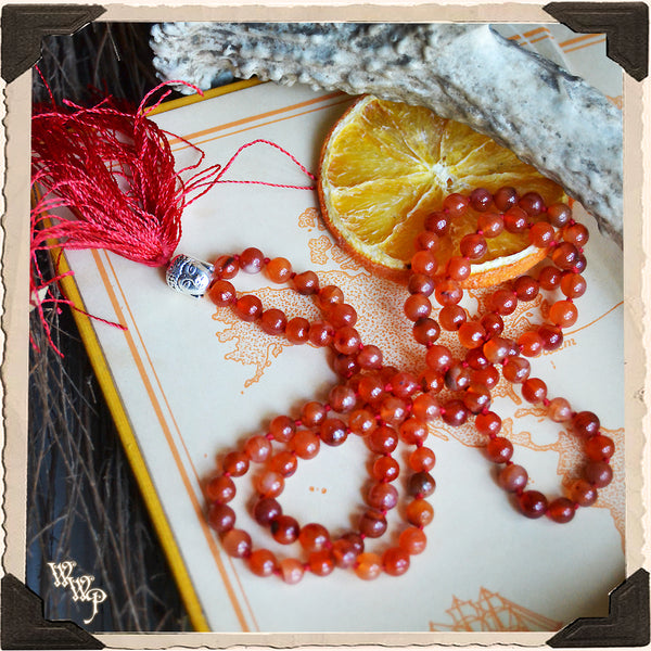 CARNELIAN MAGICK MALA. 108 Beads For Prayer, Positive Energy, Motivation & Courage.