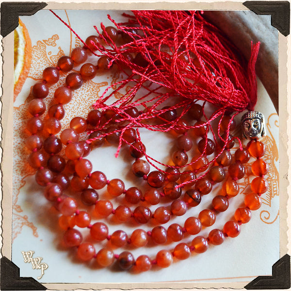 CARNELIAN MAGICK MALA. 108 Beads For Prayer, Positive Energy, Motivation & Courage.