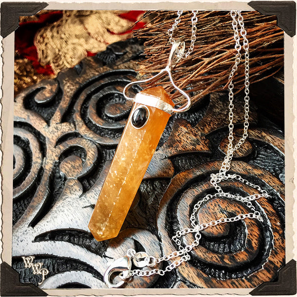 CITRINE & BLACK TOURMALINE CRYSTAL NECKLACE. For Prosperity, Protection & Manifestation.