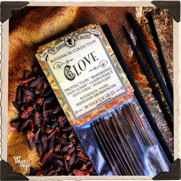 CLOVE INCENSE. 20 Stick Pack. Single-Note Botanical. For Stopping Gossip, Protection & Power. White Witch Parlour