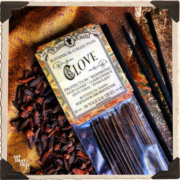 CLOVE INCENSE. 20 Stick Pack. Single-Note Botanical. For Stopping Gossip, Protection & Power.