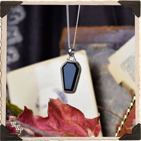 LIMITED EDITION : BLACK ONYX COFFIN SCRYING NECKLACE. For Protection, Grounding & Scrying.