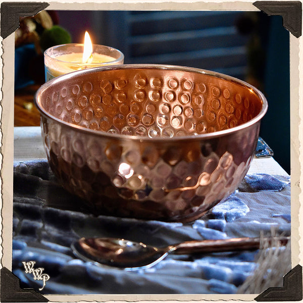 COPPER OFFERING BOWL With Spoon. Ritual Smudge Pot & Charcoal Burner.
