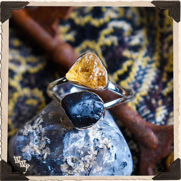 LIMITED EDITION: CITRINE & BLACK TOURMALINE RING. For Prosperity, Protection & Manifestation.