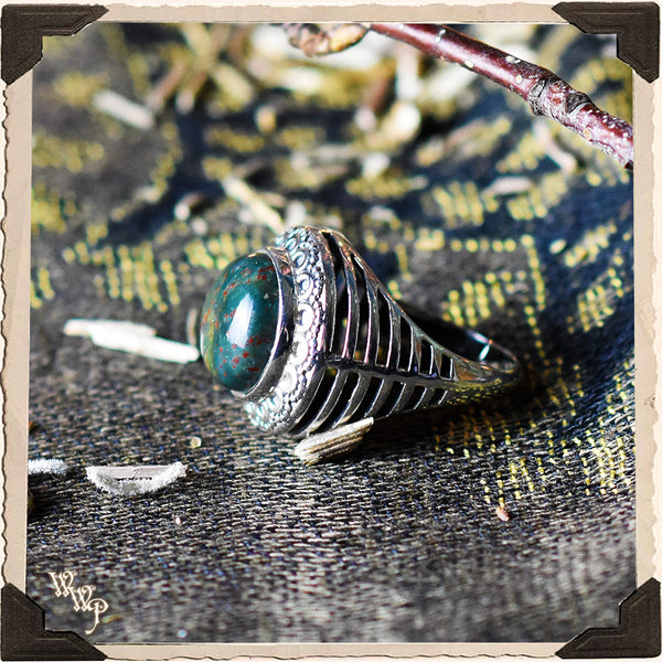 LIMITED EDITION : BLOODSTONE RING. For Grounding, Healing & Generosity. Sterling Silver. (SKU:D1812)