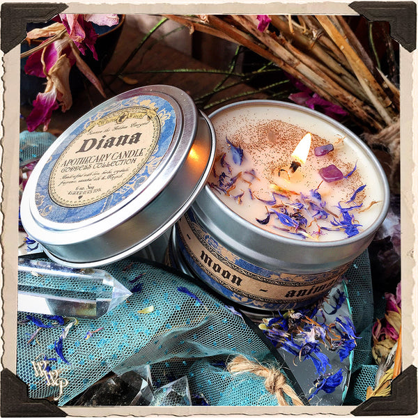 DIANA GODDESS CANDLE. 6 oz. For Intuition, Motherhood, Moon, Animals, Purity.