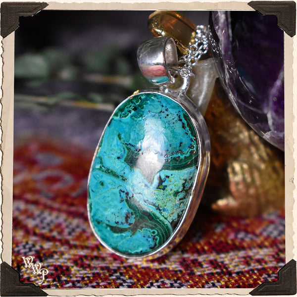 LIMITED EDITION : CHRYSOCOLLA MALACHITE OVAL NECKLACE. For Serenity, Unity & Transition.