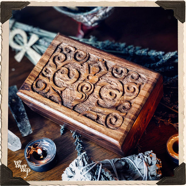 GODDESS WOODEN BOX. Witches Crystals & Potions Keepsake Box.